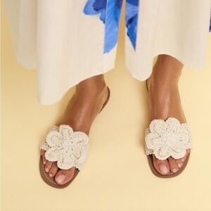 Zara Crochet Flower Sandals 42 11 NWOT